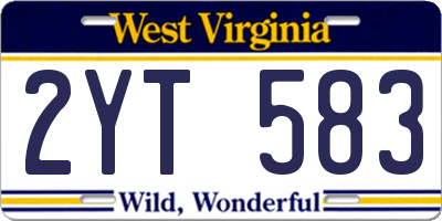 WV license plate 2YT583