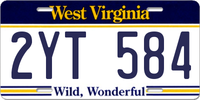 WV license plate 2YT584