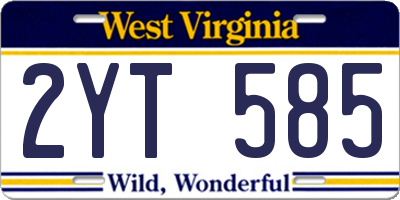 WV license plate 2YT585