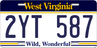 WV license plate 2YT587