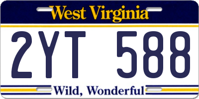 WV license plate 2YT588