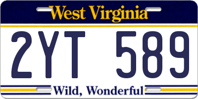 WV license plate 2YT589