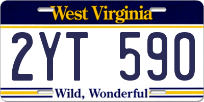 WV license plate 2YT590