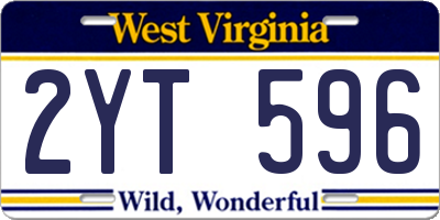 WV license plate 2YT596