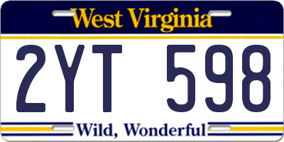 WV license plate 2YT598