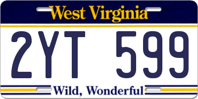 WV license plate 2YT599