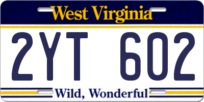 WV license plate 2YT602