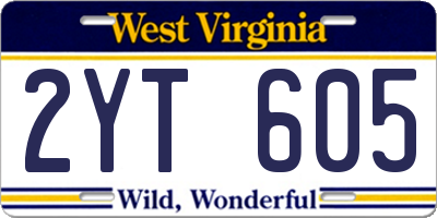 WV license plate 2YT605