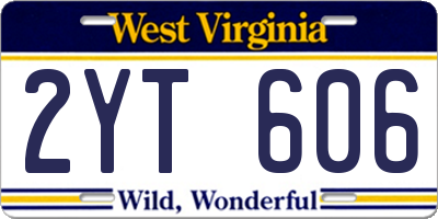 WV license plate 2YT606