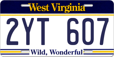 WV license plate 2YT607