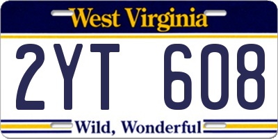 WV license plate 2YT608