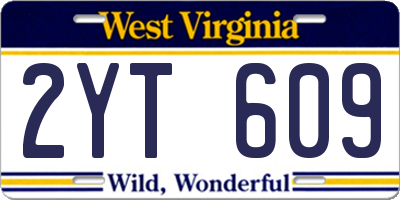 WV license plate 2YT609