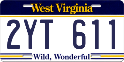WV license plate 2YT611