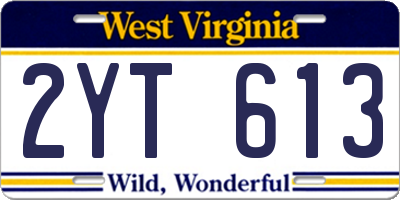 WV license plate 2YT613