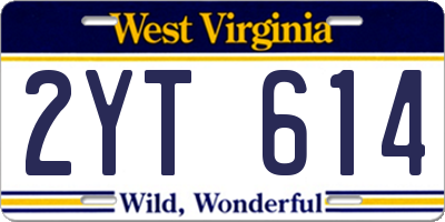 WV license plate 2YT614