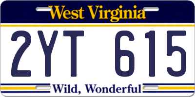 WV license plate 2YT615