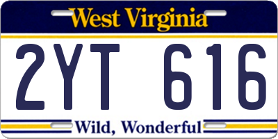 WV license plate 2YT616