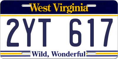 WV license plate 2YT617