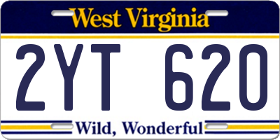 WV license plate 2YT620