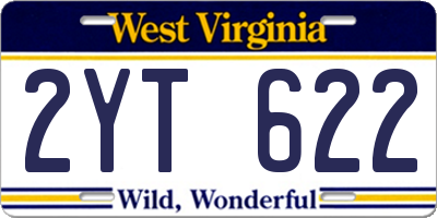 WV license plate 2YT622