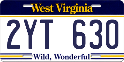 WV license plate 2YT630