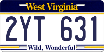 WV license plate 2YT631