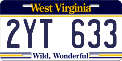 WV license plate 2YT633