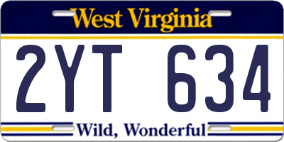WV license plate 2YT634