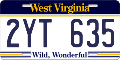 WV license plate 2YT635