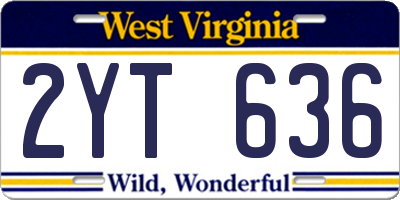 WV license plate 2YT636
