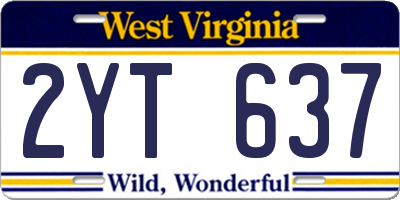 WV license plate 2YT637