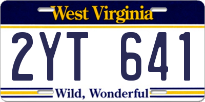 WV license plate 2YT641