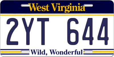 WV license plate 2YT644