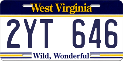WV license plate 2YT646