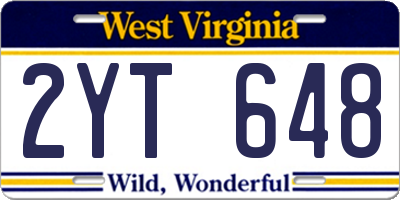 WV license plate 2YT648