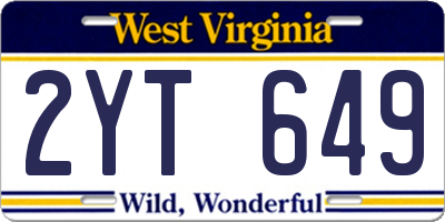 WV license plate 2YT649