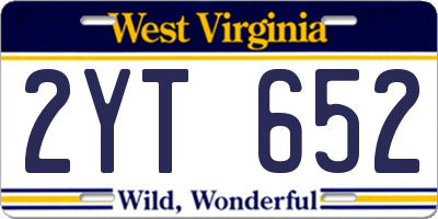 WV license plate 2YT652