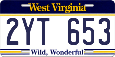 WV license plate 2YT653