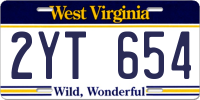 WV license plate 2YT654