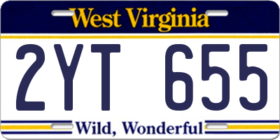WV license plate 2YT655