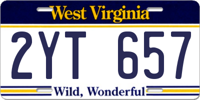 WV license plate 2YT657