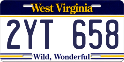 WV license plate 2YT658