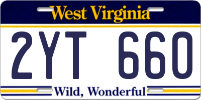 WV license plate 2YT660