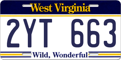 WV license plate 2YT663