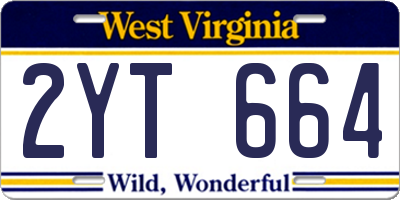 WV license plate 2YT664