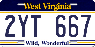 WV license plate 2YT667