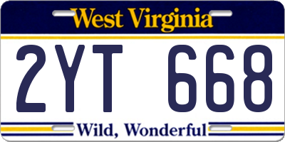 WV license plate 2YT668