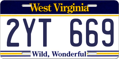 WV license plate 2YT669
