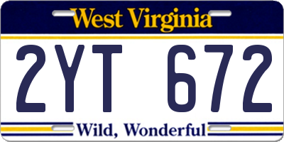 WV license plate 2YT672