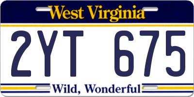 WV license plate 2YT675